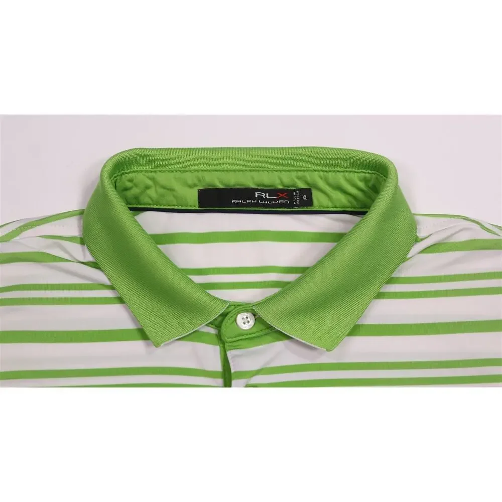 RLX Ralph Lauren X Green White Striped Performance Golf Polo Shirt Men's XL - Picture 5 of 7